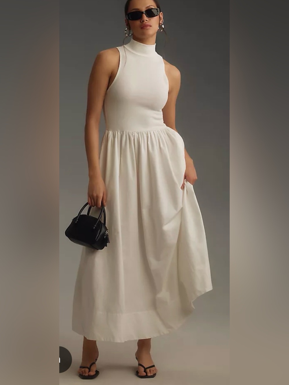 Reformation Sleeveless High-Neck Sai White Maxi Dress